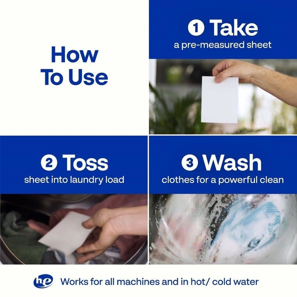 ❤️ EARTH BREEZE Laundry Sheets Eco-Friendly Cleaning Fresh Scent, No Plastic Jug - Picture 6 of 9